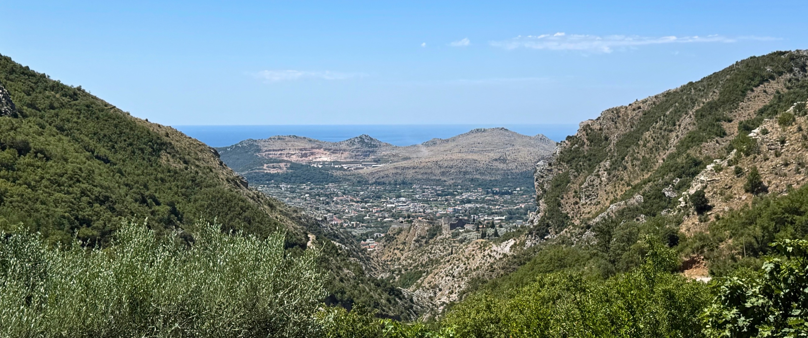 The valley and Adriatic coast seen from the road above Stari Bar