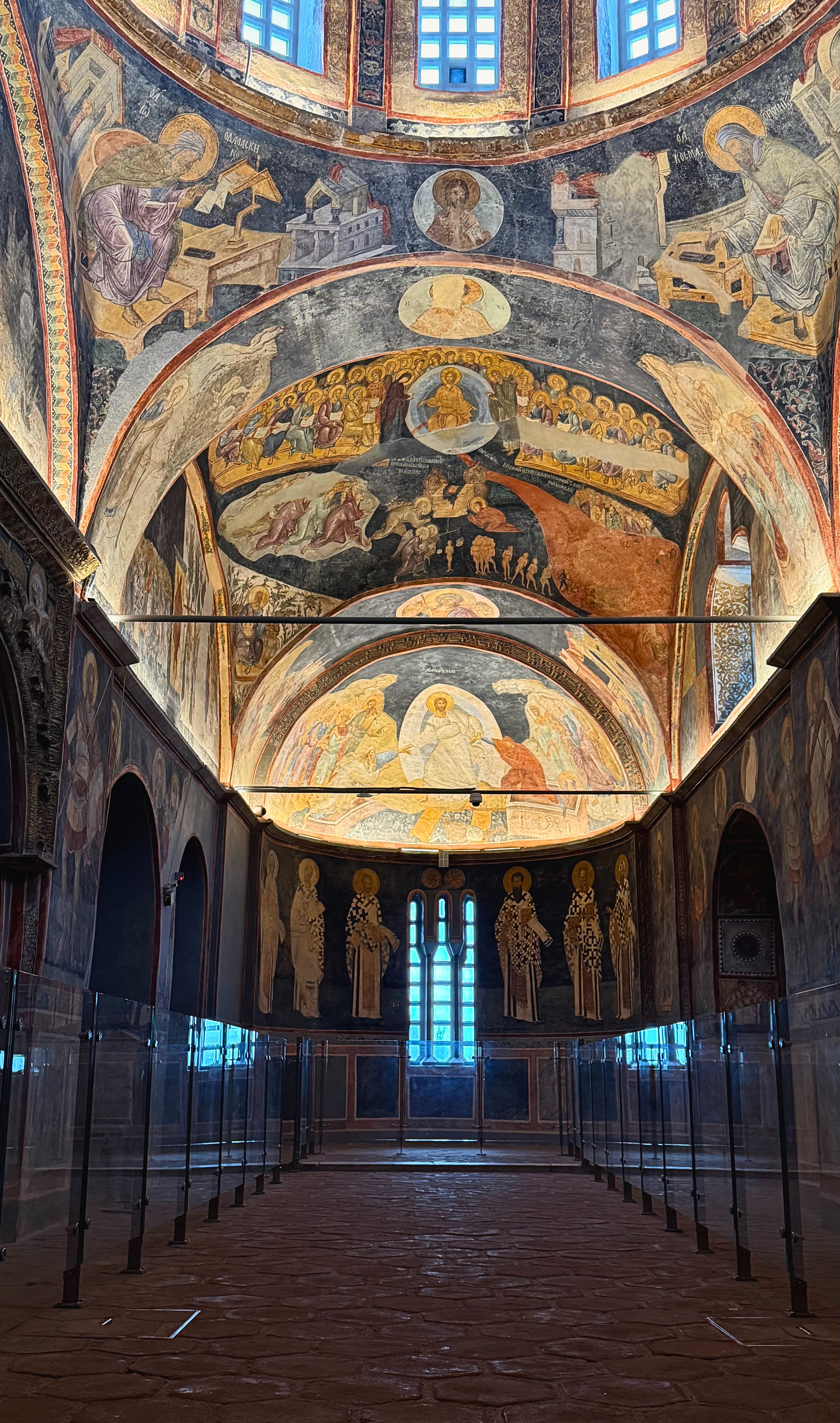 Frescoes and stonework inside Chora in Istanbul.