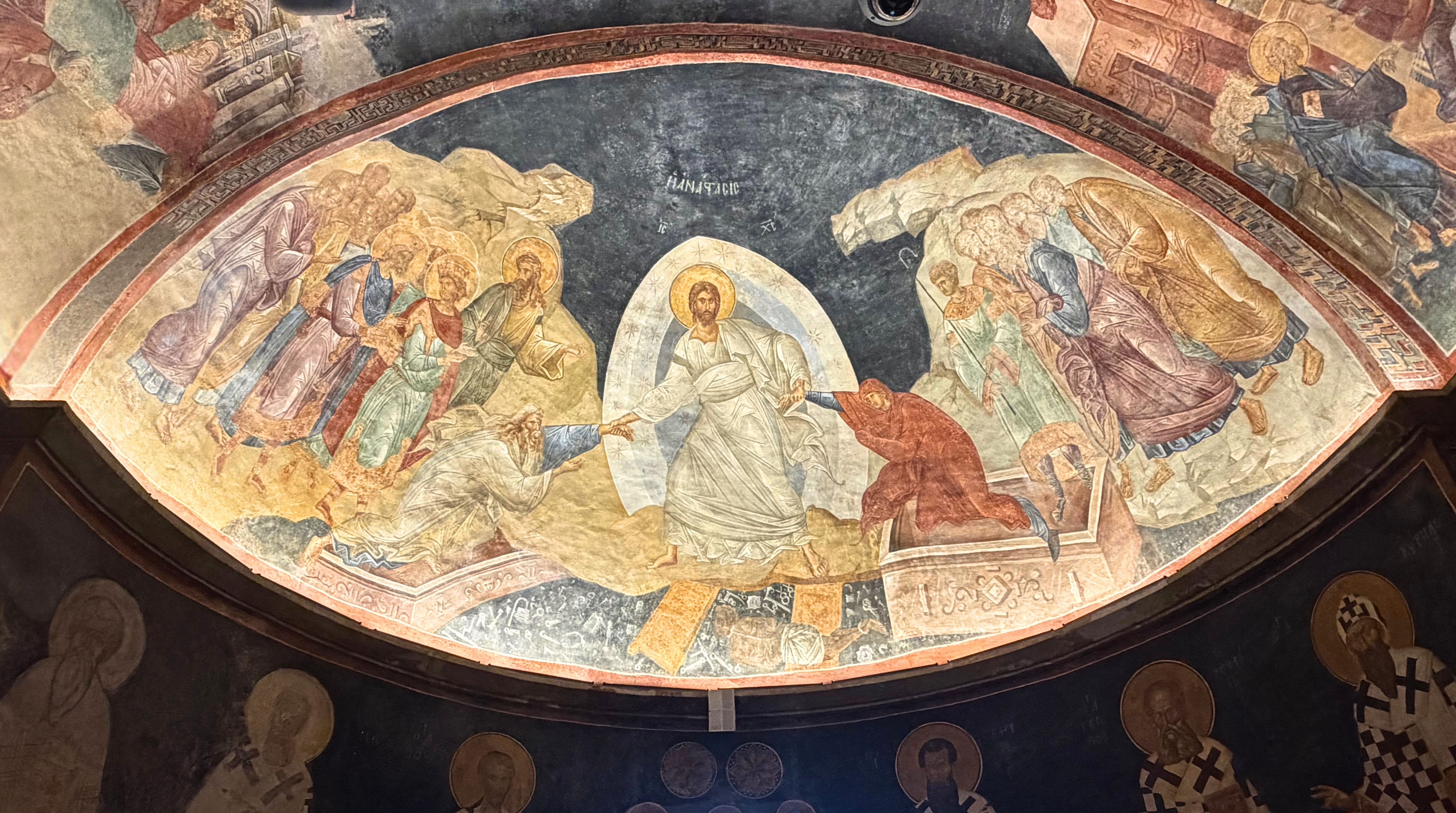 The Anastasis fresco at Chora showing Christ descending into Hades.