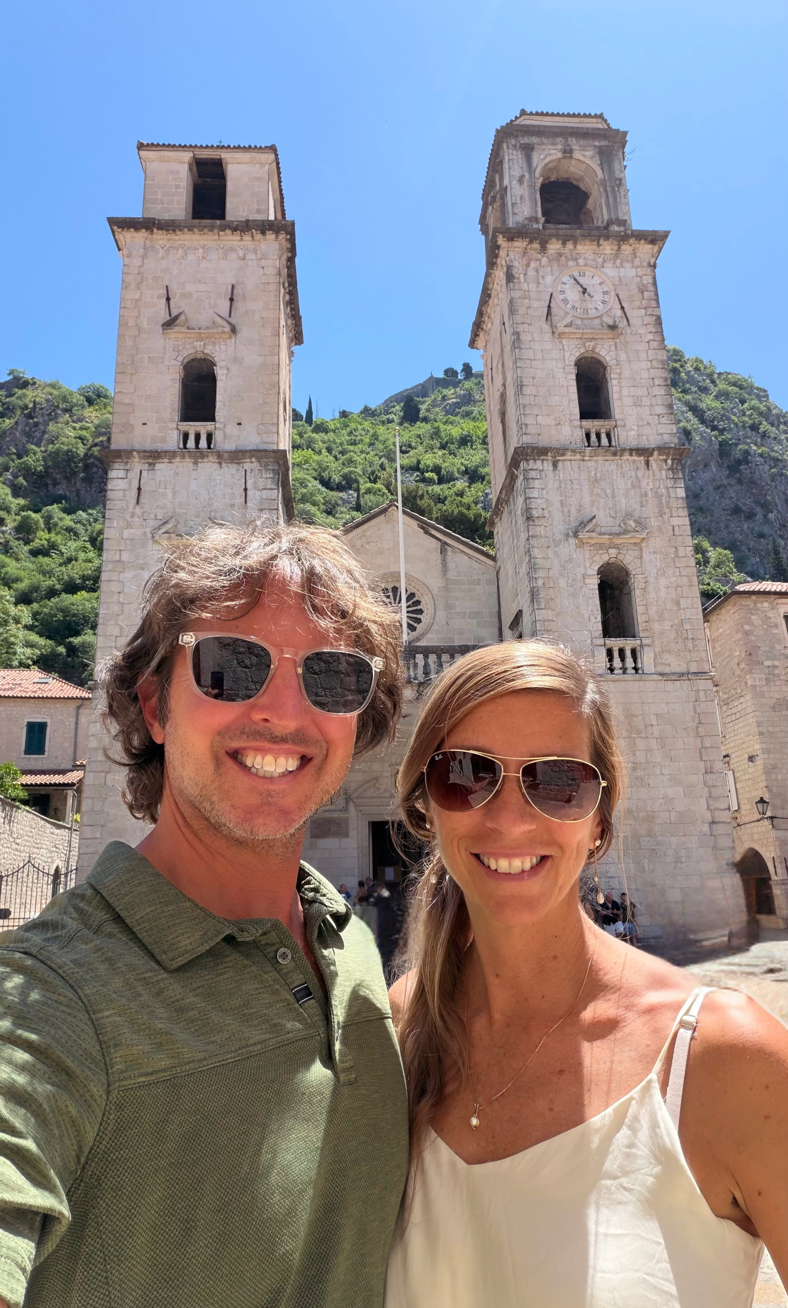 Sam and Stephanie outside St. Tryphon at the end of the week.
