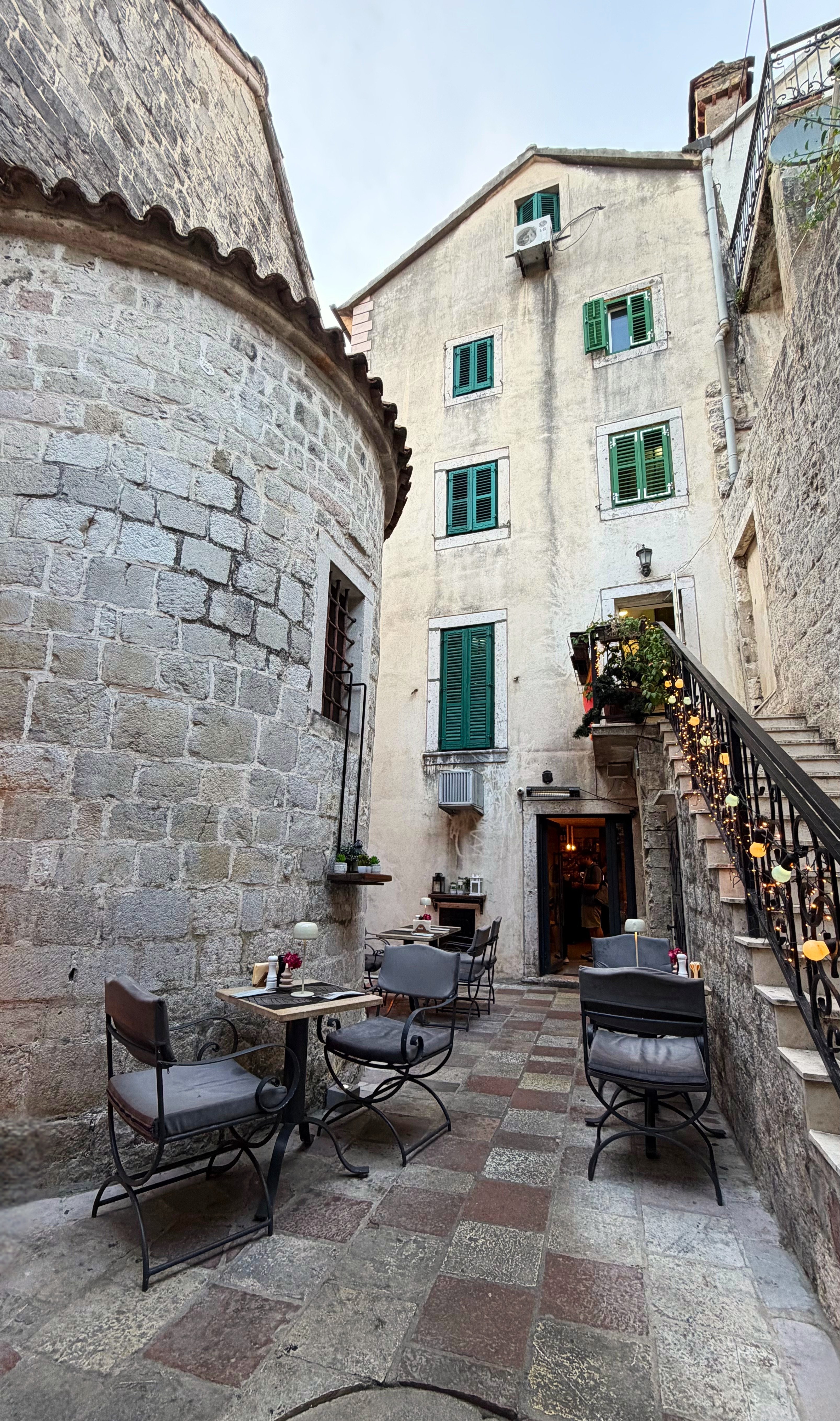 Ombra's secret garden in Kotor Old Town, tucked behind St. Michael's Church.