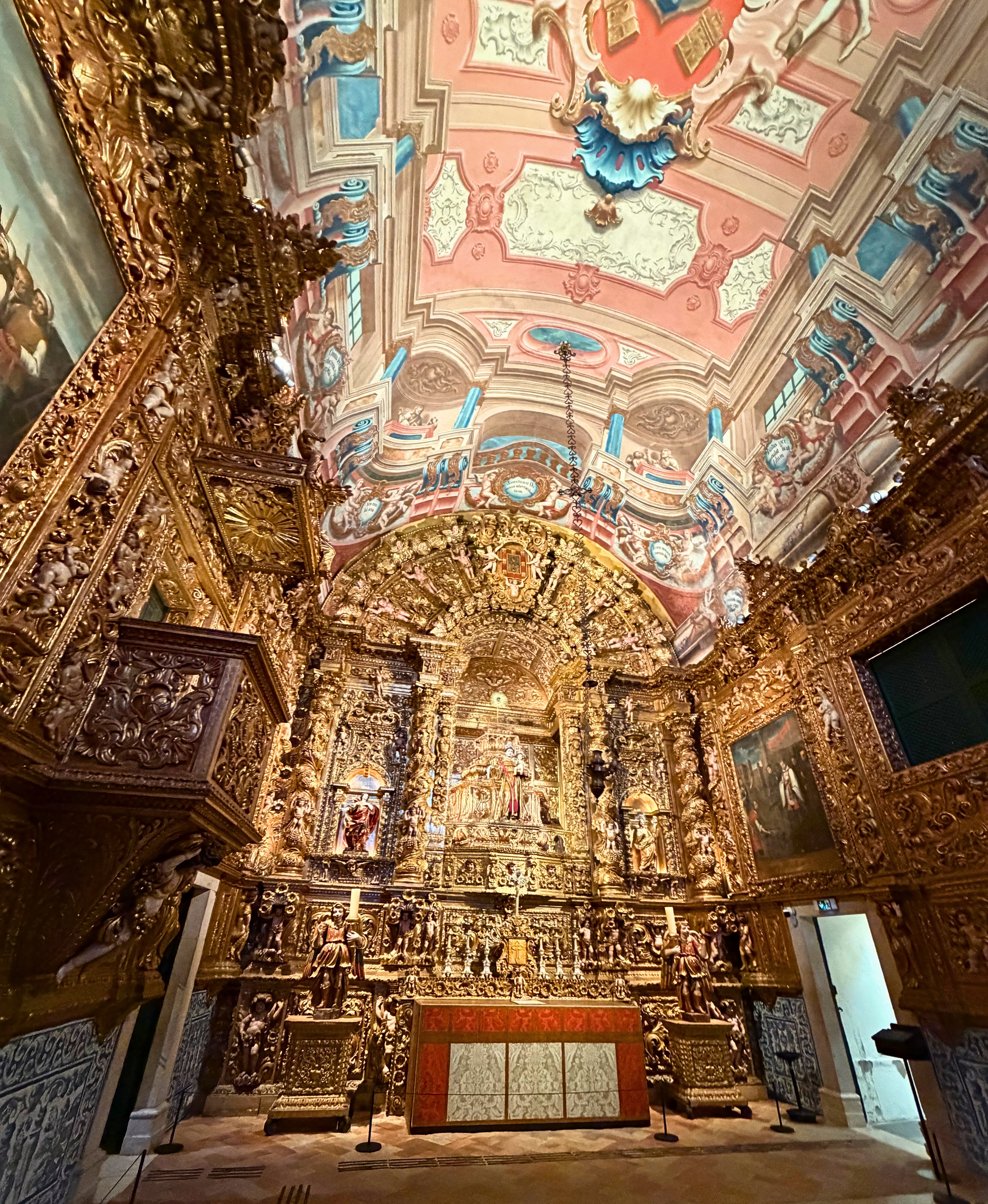 The gilded Baroque interior of Igreja de Santo António in Lagos.