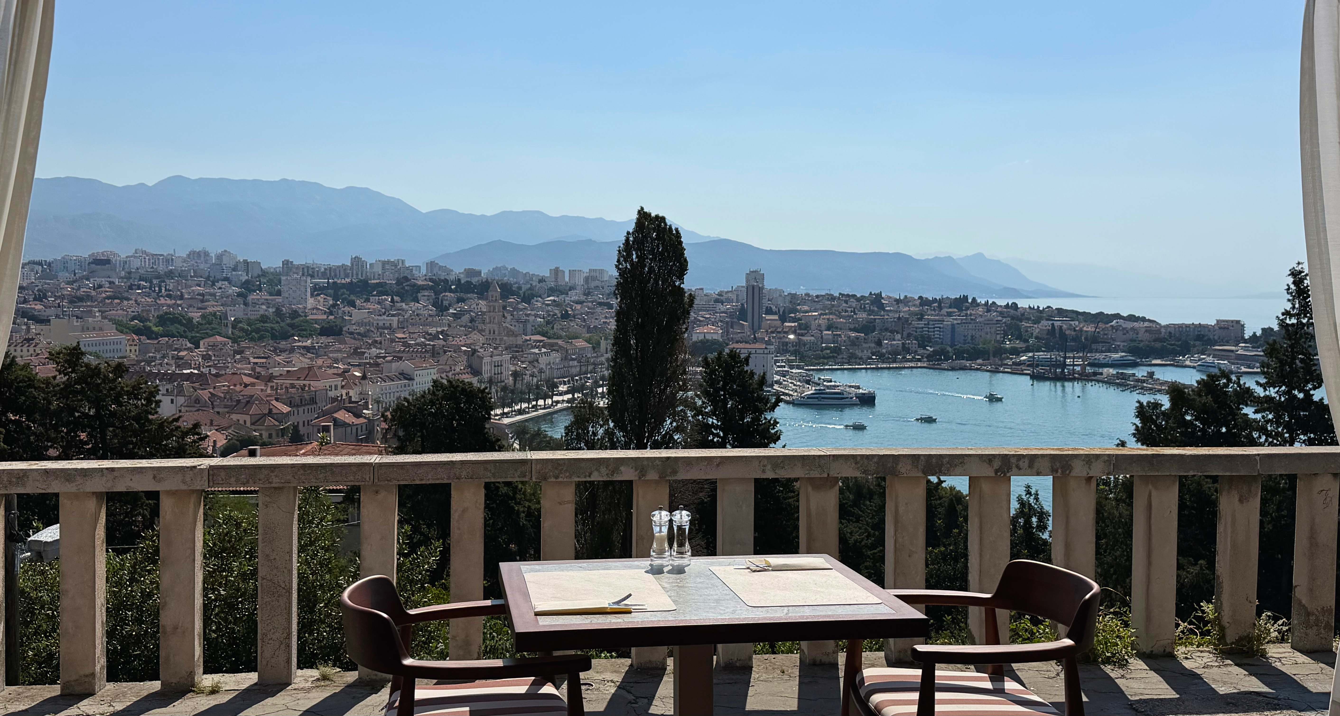 Outdoor table at Teraca Vidilica on Marjan Hill overlooking Split