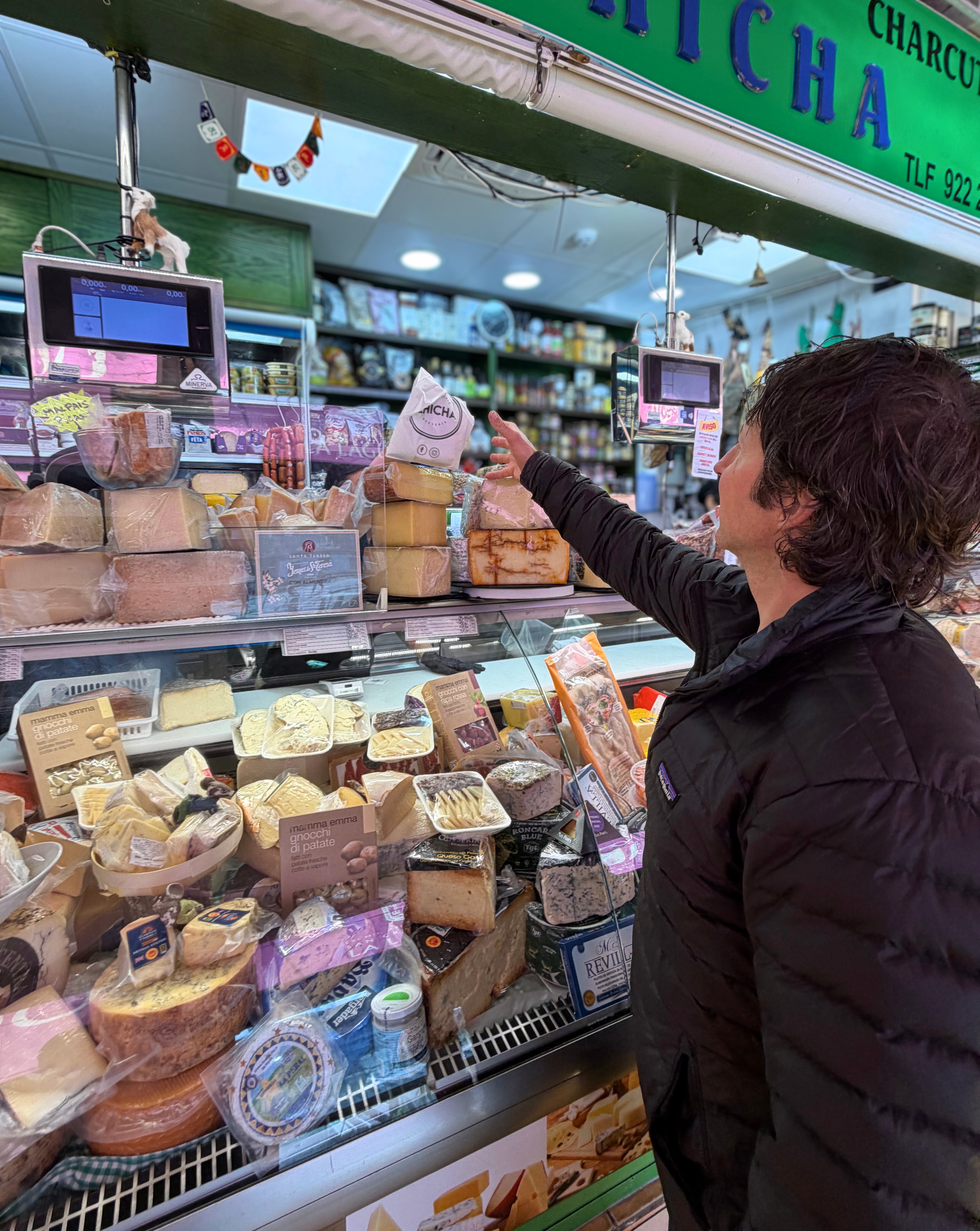 Cheese and groceries at Mercado Municipal de La Laguna.