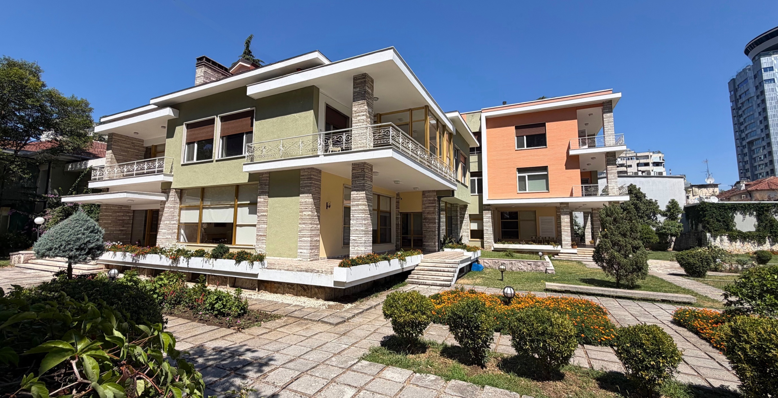 Enver Hoxha's former residence, a modernist villa surrounded by gardens in Tirana's Blloku district.