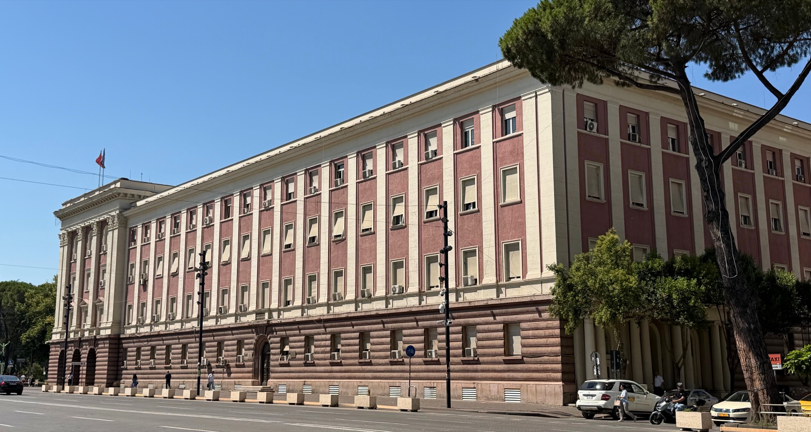 The Prime Minister's Office in Tirana, a monumental building from the Italian-planned government quarter.