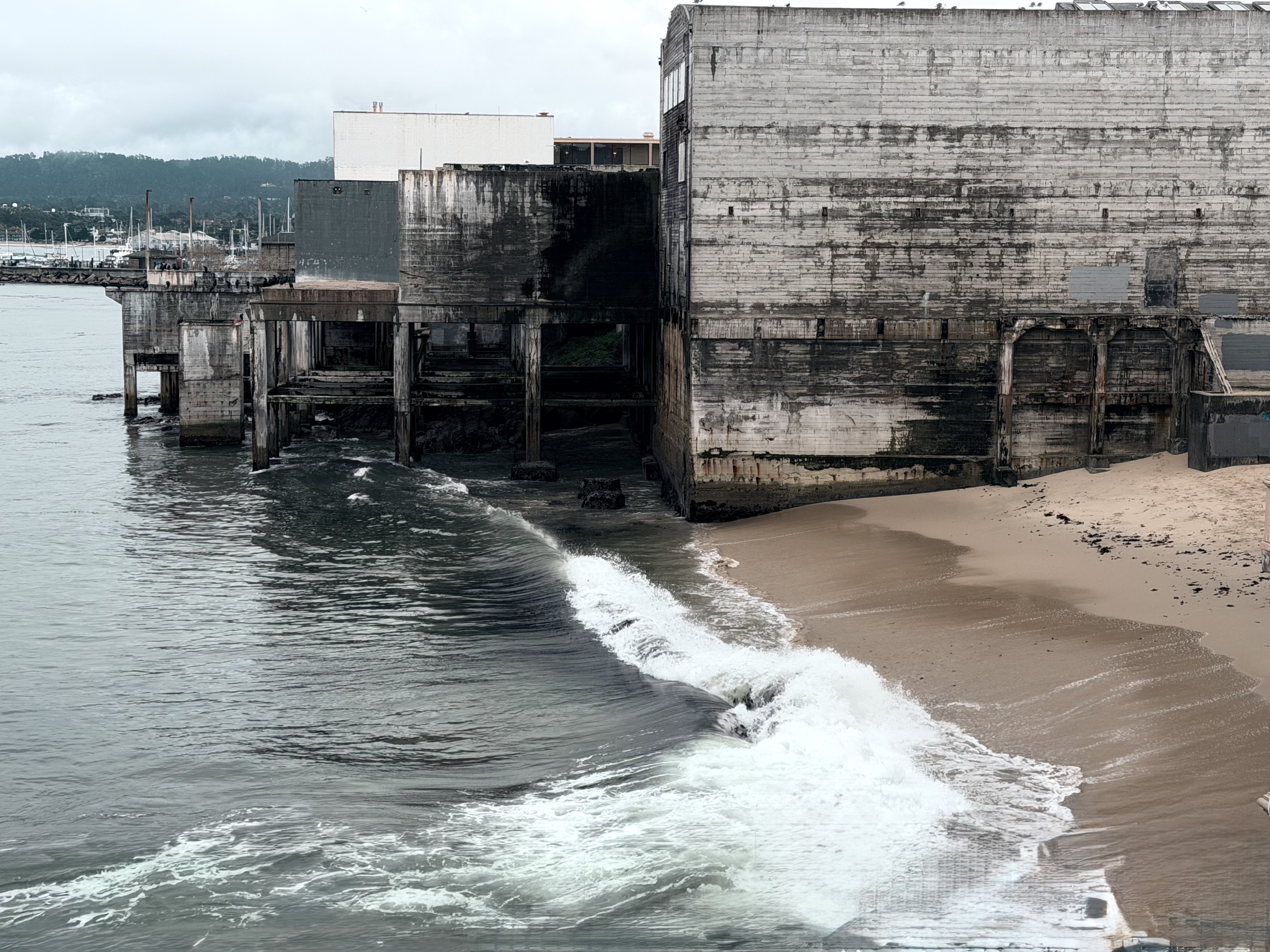 Weathered cannery buildings along the Monterey waterfront