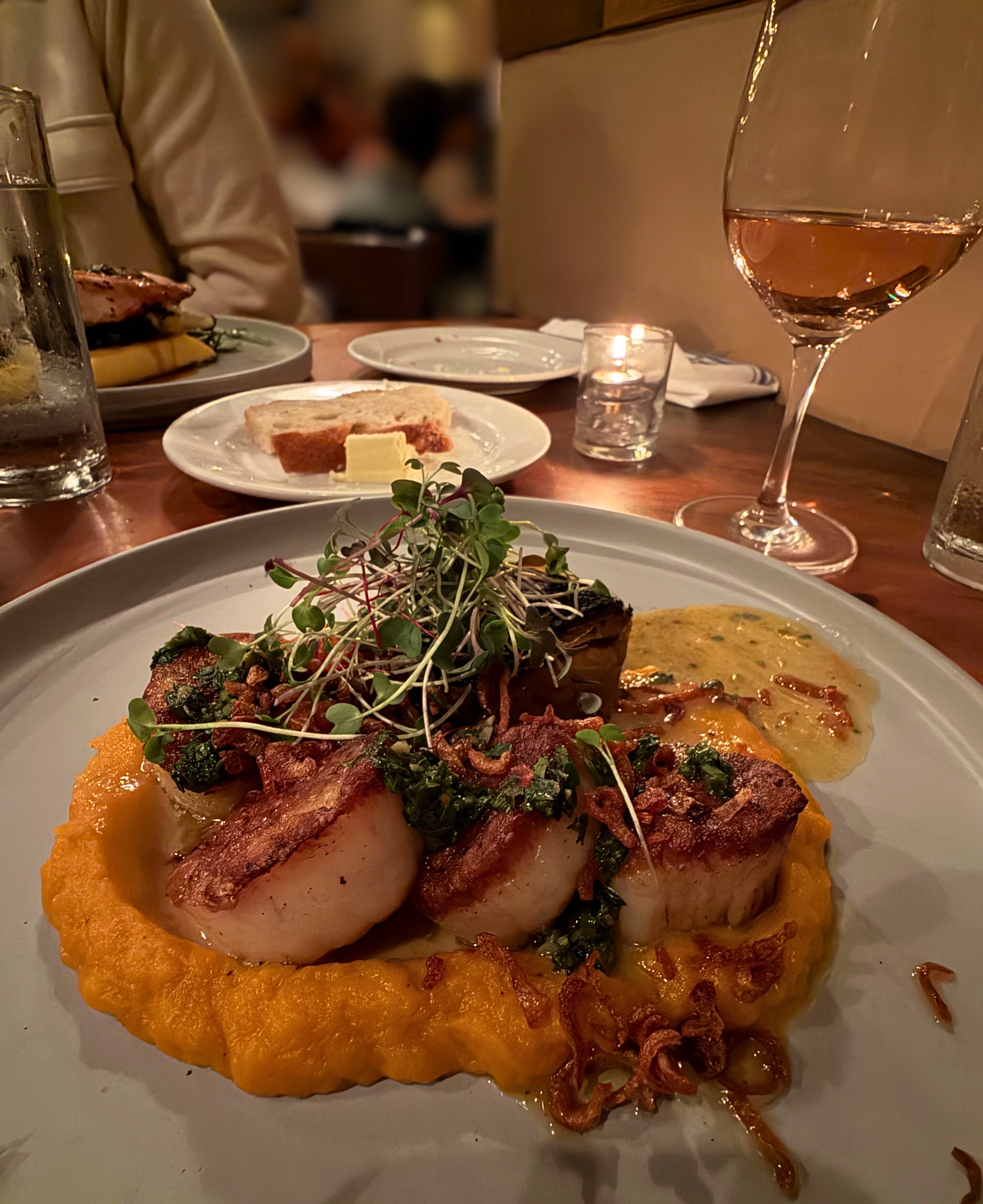 Wood-fired scallops at Ember restaurant in Arroyo Grande