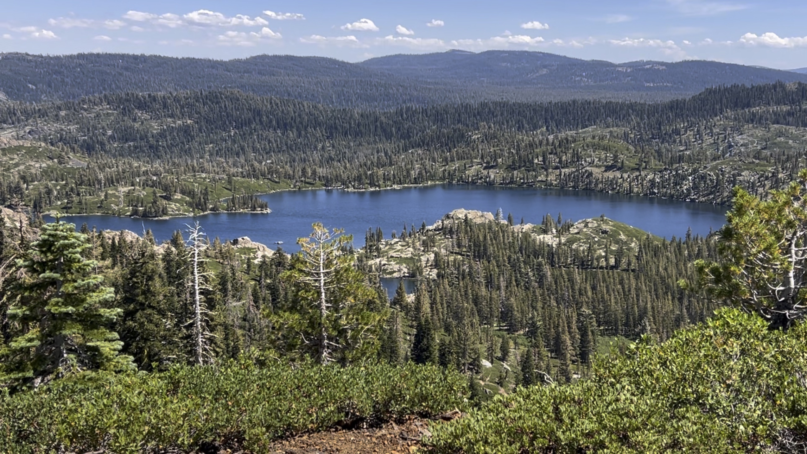 Long Lake seen from above in California's Lakes Basin.