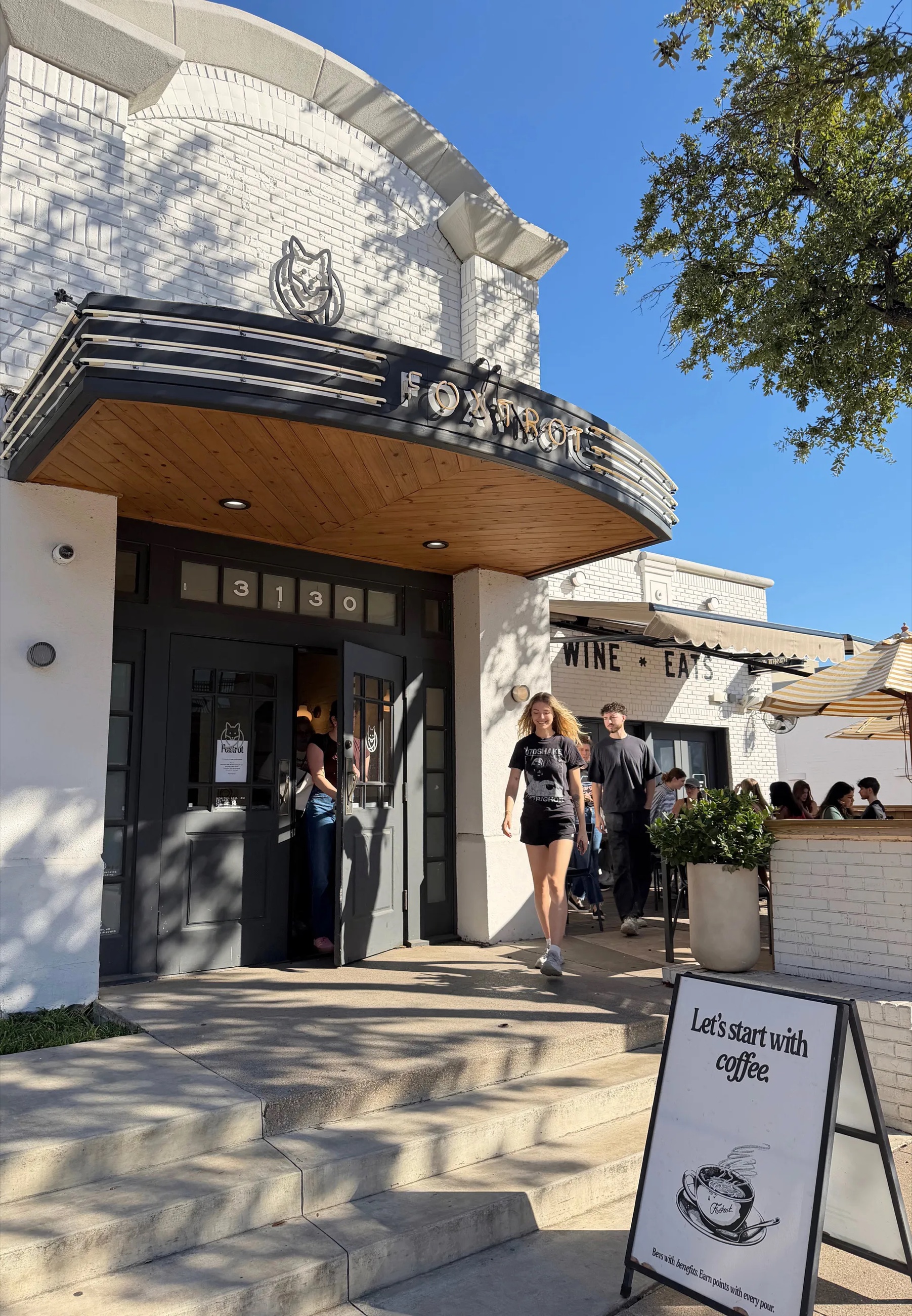The exterior of Foxtrot coffee shop on Knox Street in Dallas.