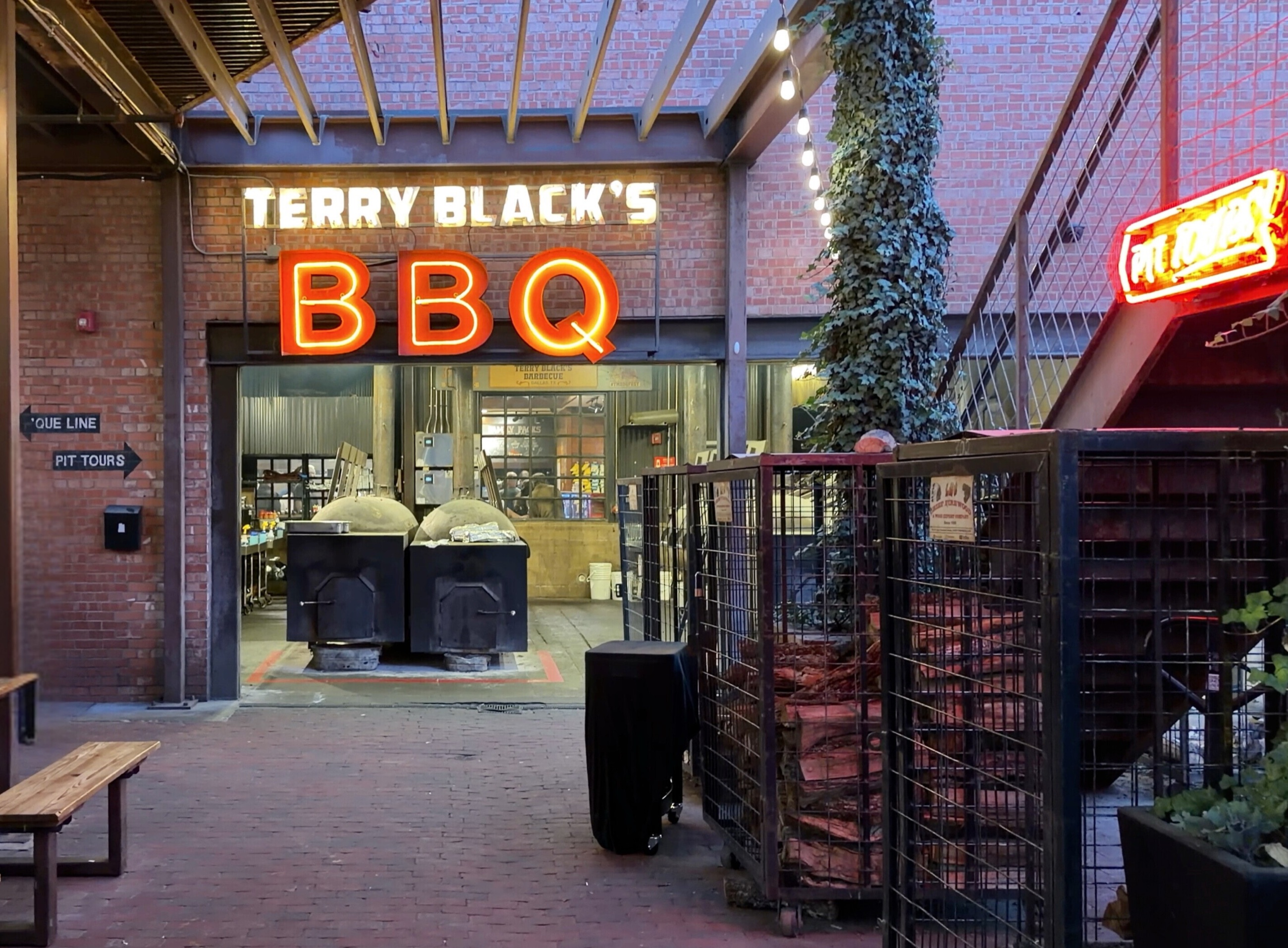 Barbecue trays and smoked meats at Terry Black's BBQ in Dallas.