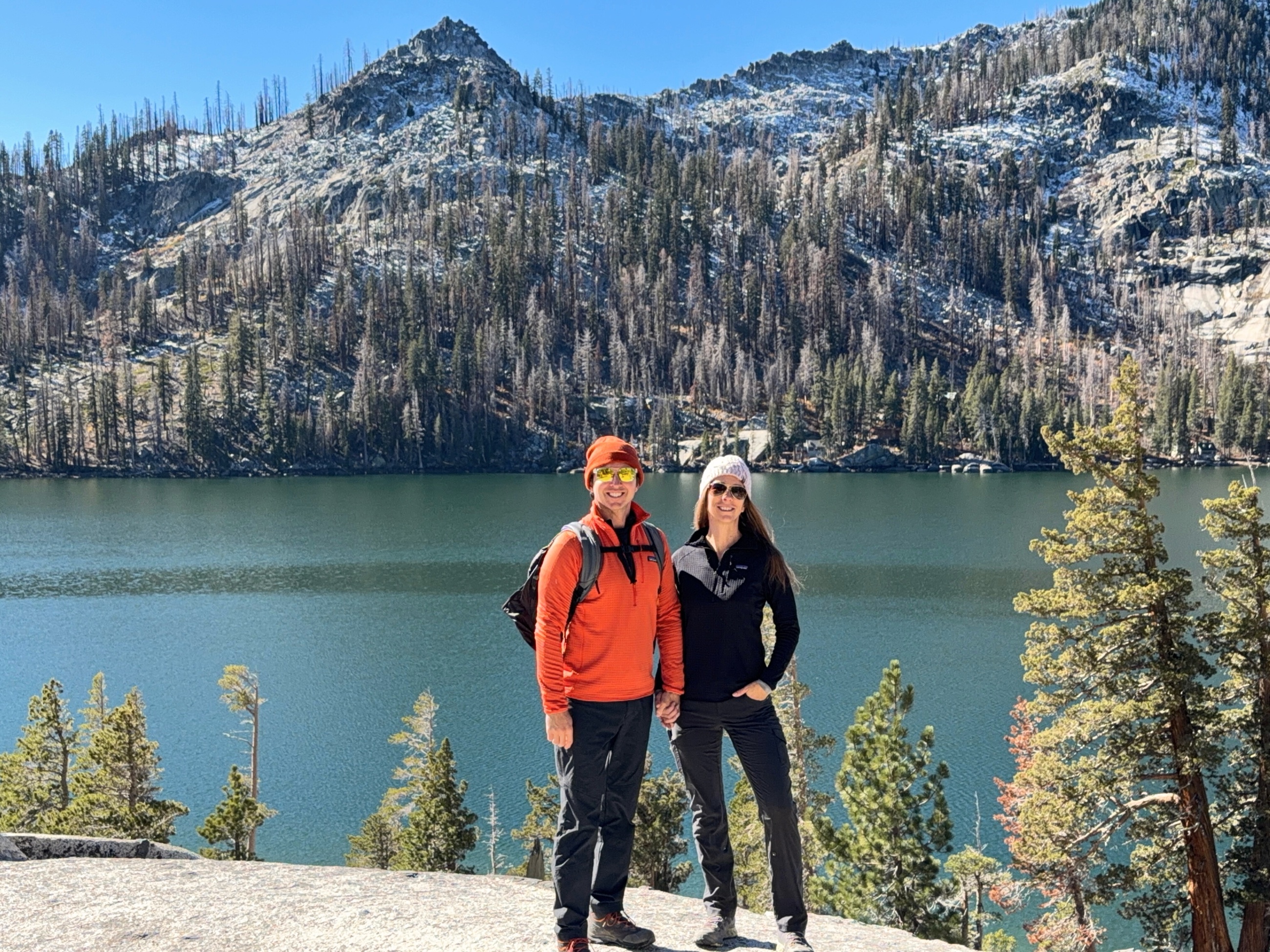 Sam and Stephanie standing above Tamarack Lake.