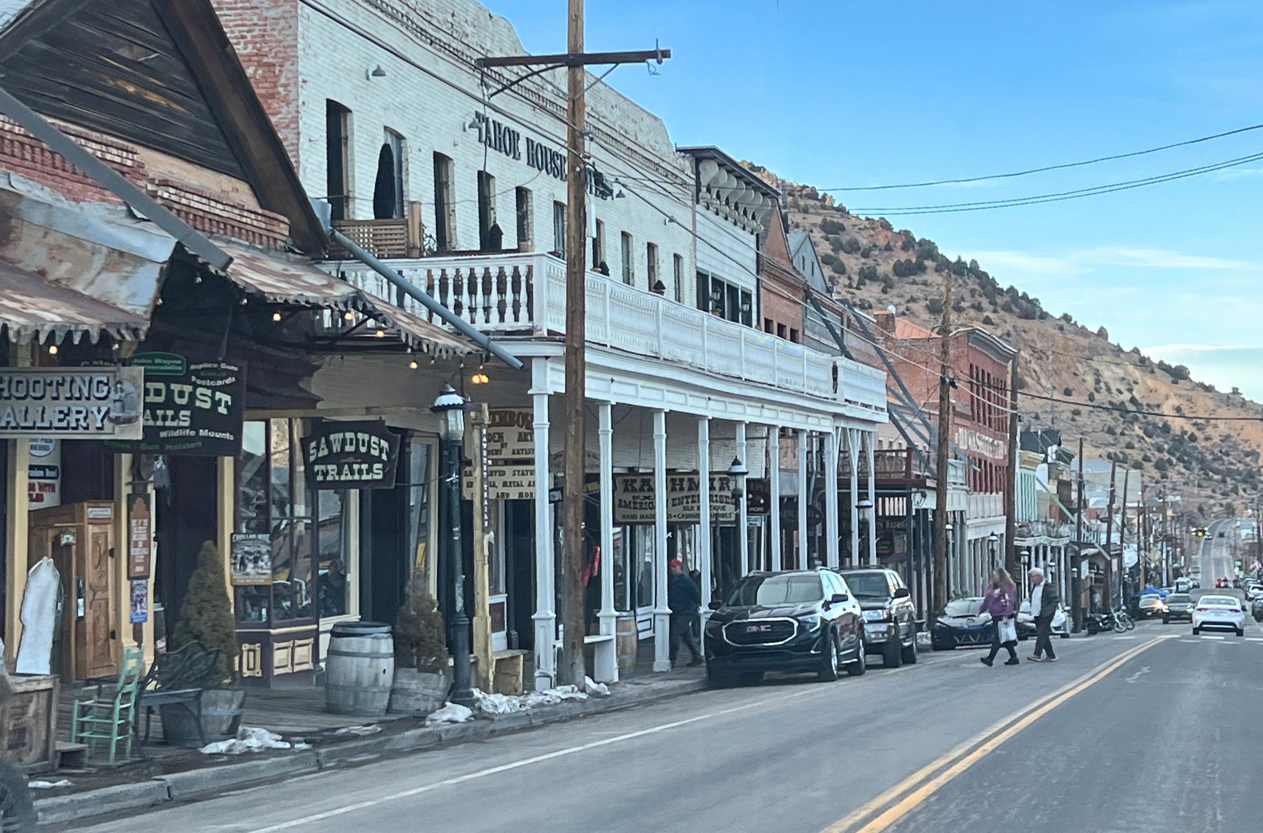 Historic storefronts along C Street in Virginia City