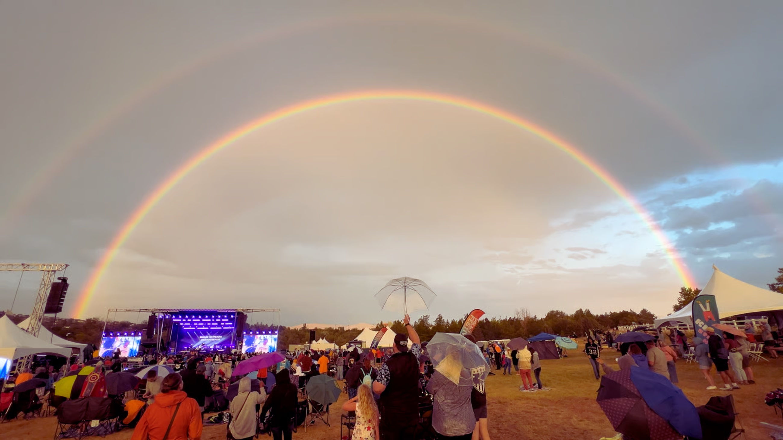 A double rainbow over Reno-Tahoe CityFest at Rancho San Rafael Park