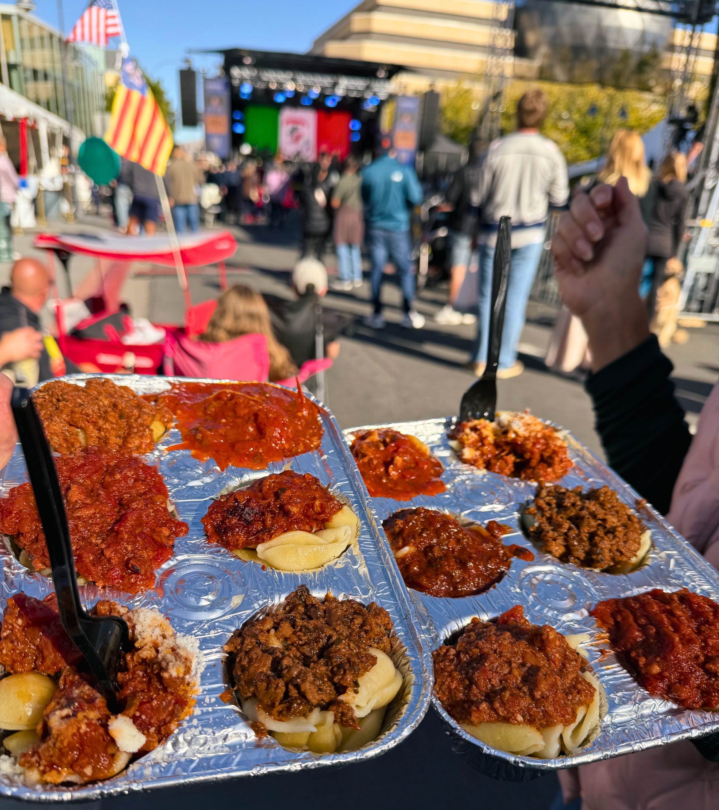 Sauce tasting trays at the Great Italian Festival