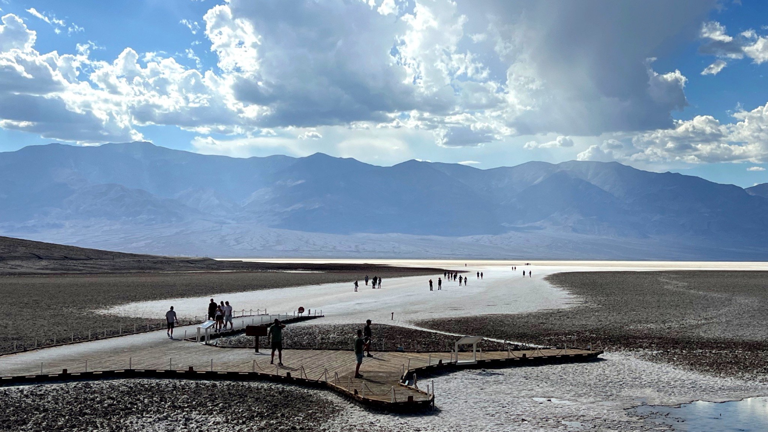 Salt flats spreading across Badwater Basin in Death Valley.