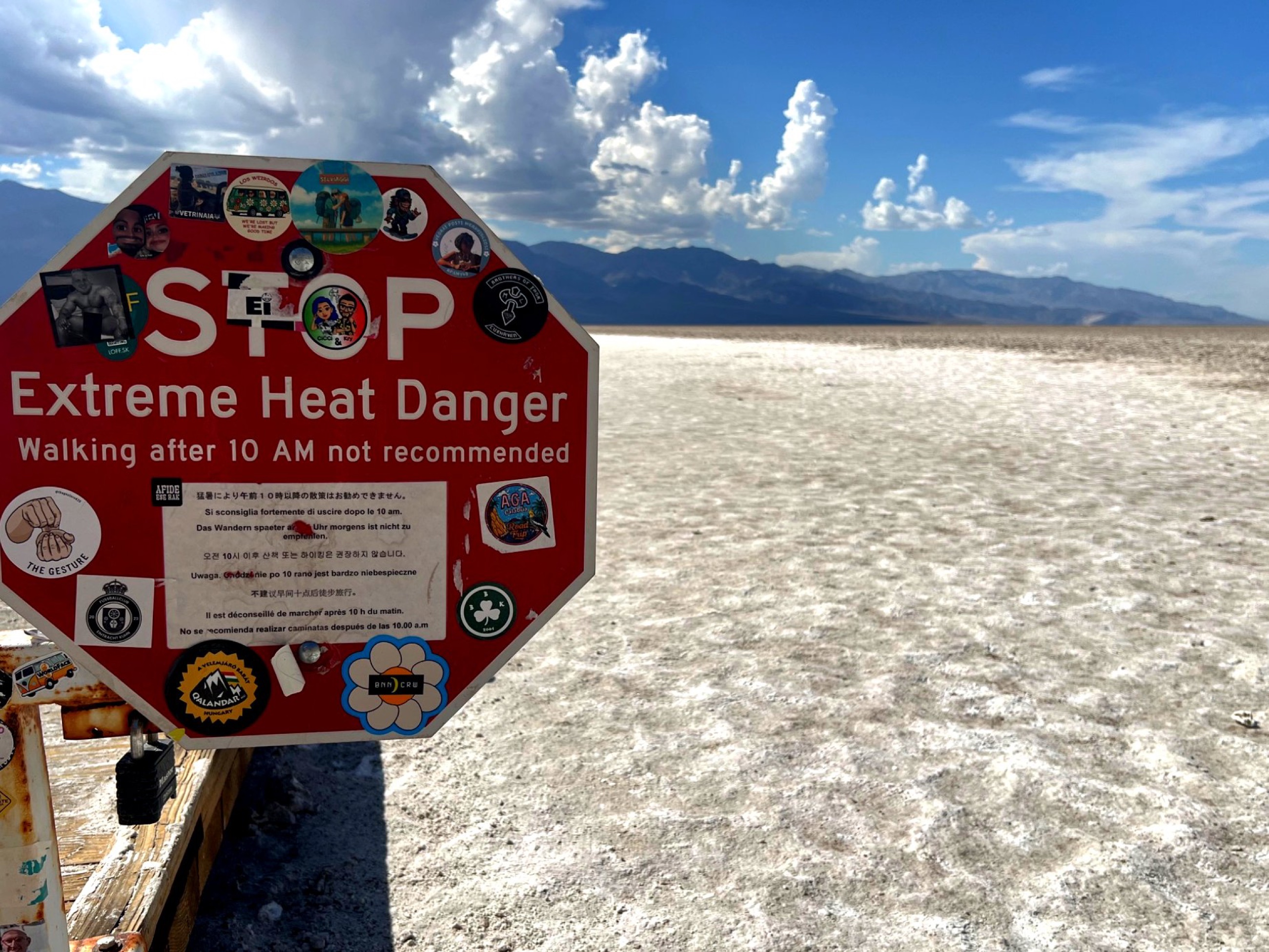 Extreme heat danger sign in Death Valley National Park.